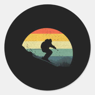 Funny Skiing Design For Men Women Downhill Ski Lov Classic Round Sticker