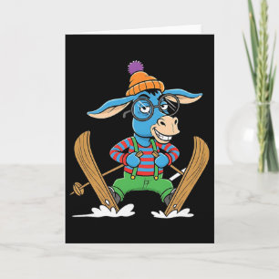 Funny Skiing Donkey Alpine Winter Cartoon Apres Sk Card