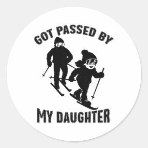 Funny Skiing Got Ped By My Daughter Funny Winter S Classic Round Sticker