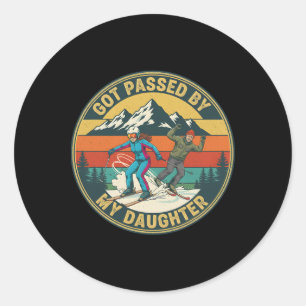 Funny Skiing Got Ped By My Daughter Ski Vintage Fa Classic Round Sticker