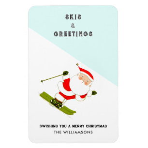 Funny Skiing Holiday Cards Magnet