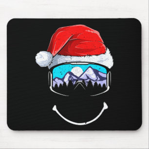 Funny skiing mountain santa hat merry christmas mouse pad