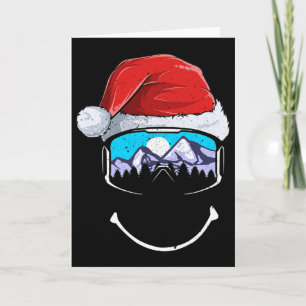 Funny Skiing Mountain Santa Hat Merry Christmas Sk Card