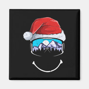 Funny Skiing Mountain Santa Hat Merry Christmas Sk Magnet