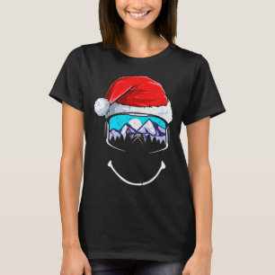 Funny skiing mountain santa hat merry christmas T-Shirt