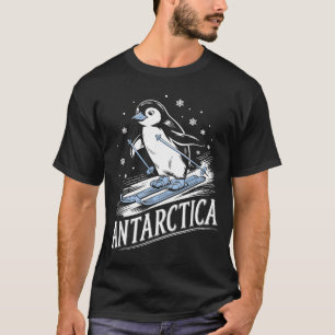 Funny skiing penguin antarctica winter vacation T-Shirt