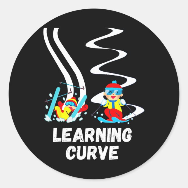 Funny Skiing Quote Ski Learner Beginner Skier Wint Classic Round Sticker (Front)