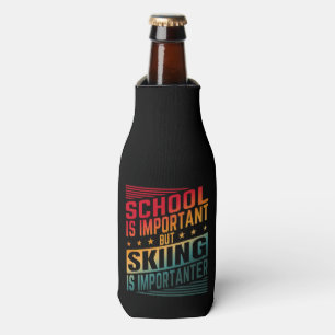 Funny Skiing Quotes Typography Bottle Cooler