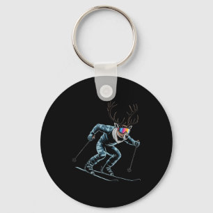 Funny Skiing Reindeer Ski Winter Srt Snowboarder S Key Ring