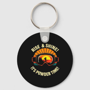 Funny skiing - rise & shine! powder time! ski key ring