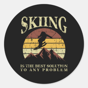 Funny Skiing Ski Skiier Winter Sports Enthusiast G Classic Round Sticker