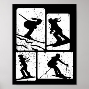 Funny Skiing Ski Snowboarding Game Winter Sports E Poster