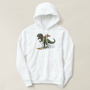 Funny Skiing T-Rex Hoodie