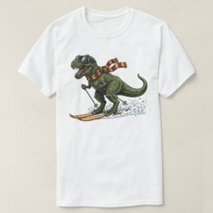 Funny Skiing T-Rex T-Shirt