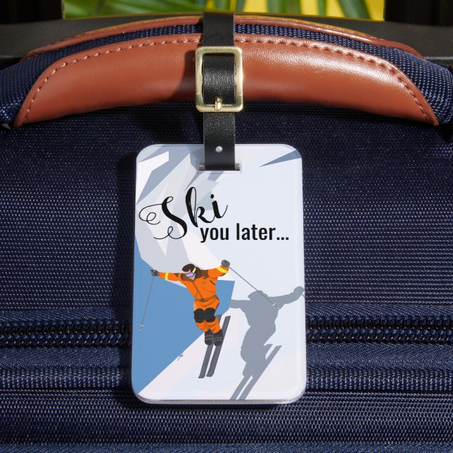 Funny Skiing | Travel Ski Winter Sports Luggage Tag (Front Insitu 2)