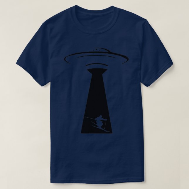 Funny Skiing Ufo Ski Snow Skiing Downhill Skiing  T-Shirt (Design Front)