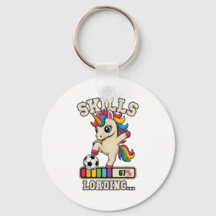 Funny Skills Loading Soccer Unicorn Play Game Hair Key Ring