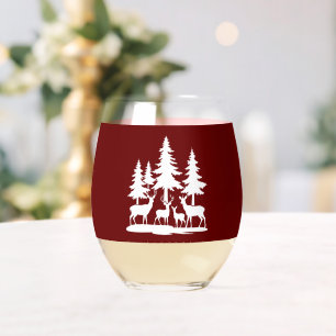 Funny Skinny Pine Tree Summer Hiking Camping Stemless Wine Glass