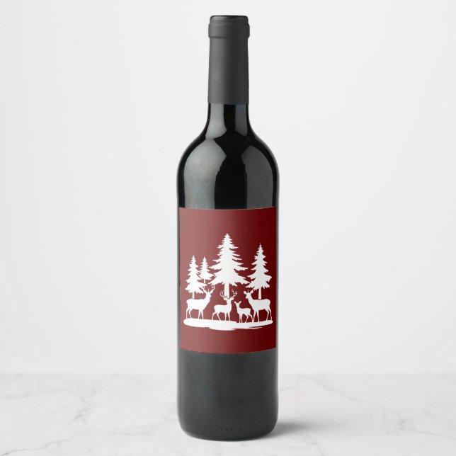 Funny Skinny Pine Tree Summer Hiking Camping  Wine Label (Front)