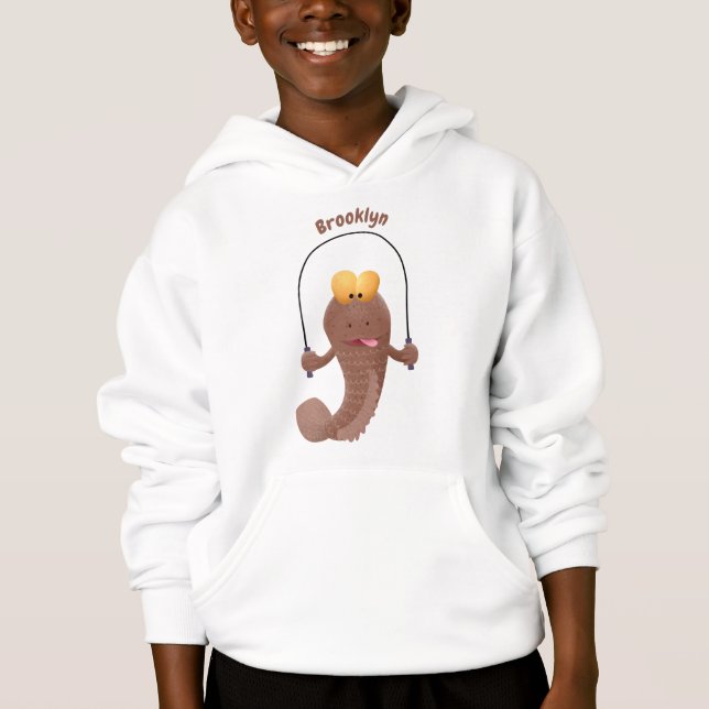 Funny skipping mudskipper fish cartoon  (Front)