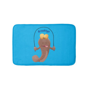 Funny skipping mudskipper fish cartoon bath mat