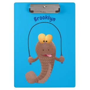 Funny skipping mudskipper fish cartoon  clipboard