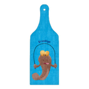 Funny skipping mudskipper fish cartoon cutting board