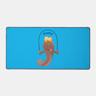 Funny skipping mudskipper fish cartoon desk mat