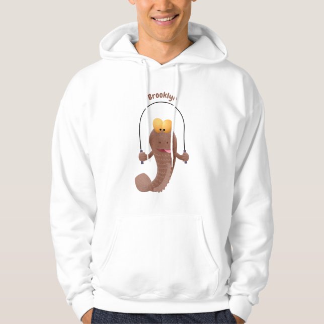 Funny skipping mudskipper fish cartoon hoodie (Front)