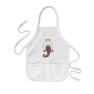 Funny skipping mudskipper fish cartoon kids apron