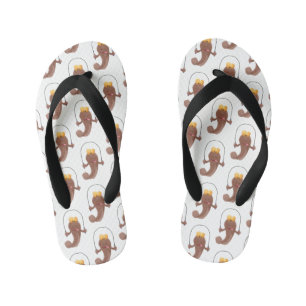 Funny skipping mudskipper fish cartoon kid's thongs