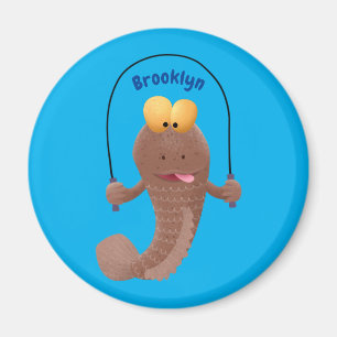 Funny skipping mudskipper fish cartoon magnet