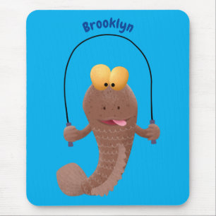 Funny skipping mudskipper fish cartoon mouse pad