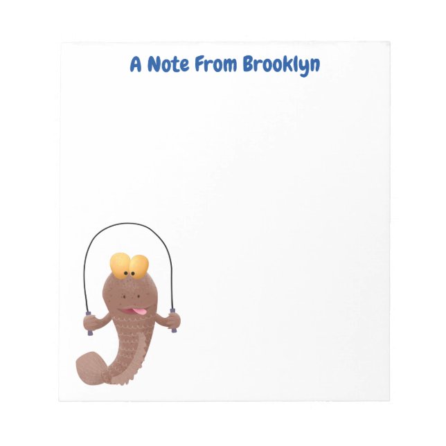 Funny skipping mudskipper fish cartoon notepad (Front)