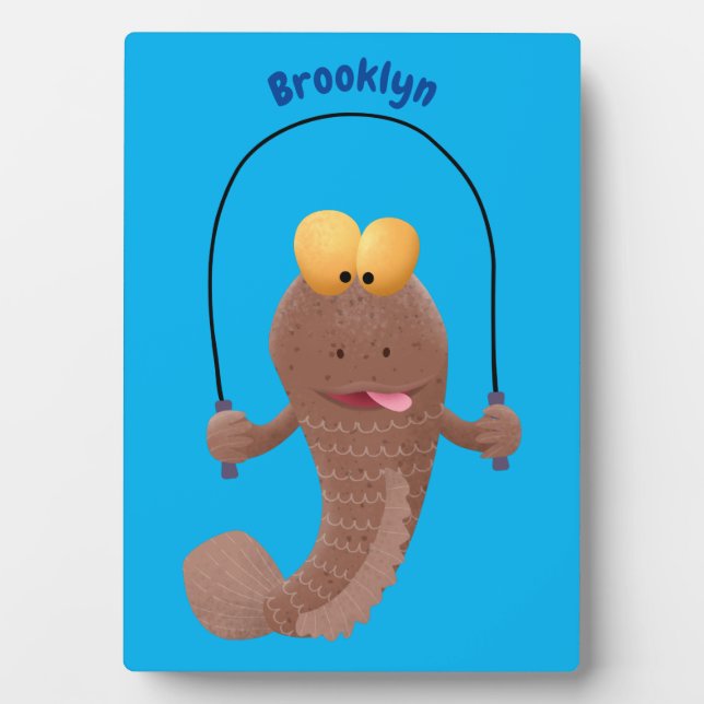 Funny skipping mudskipper fish cartoon plaque (Front)