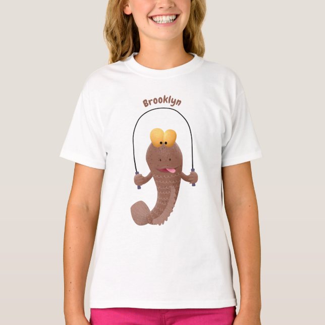 Funny skipping mudskipper fish cartoon  T-Shirt (Front)