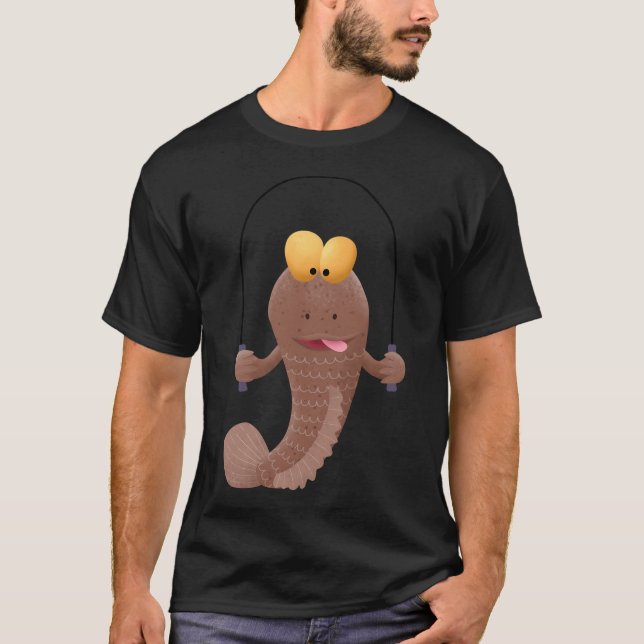 Funny skipping mudskipper fish cartoon T-Shirt (Front)