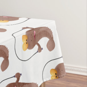 Funny skipping mudskipper fish cartoon tablecloth