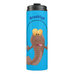 Funny skipping mudskipper fish cartoon  thermal tumbler