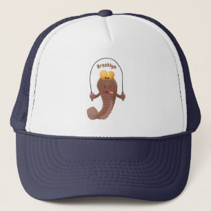 Funny skipping mudskipper fish cartoon trucker hat
