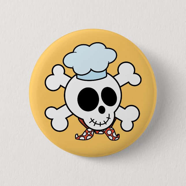 Funny Skull and Crossbones Chef 6 Cm Round Badge (Front)