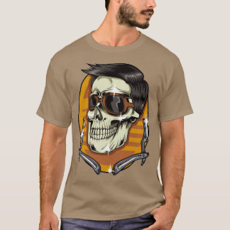 funny Skull barbershop cool hair T-Shirt