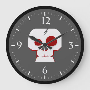Funny skull cartoon monster large clock