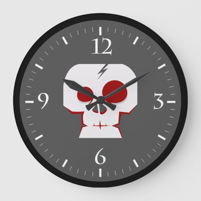 Funny skull cartoon monster large clock (Front)