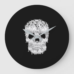 Funny Skull Costume Men Women Bulldog Lover Large Clock