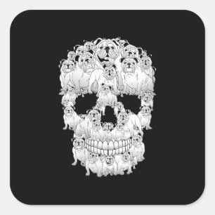 Funny Skull Costume Men Women Bulldog Lover Square Sticker
