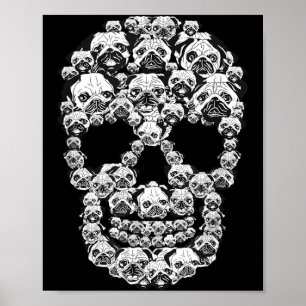 Funny Skull Costume Men Women Pug Lover Halloween Poster