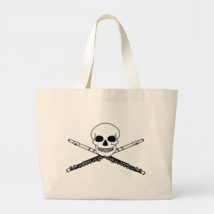 Funny Skull Flute Music Tote Bag