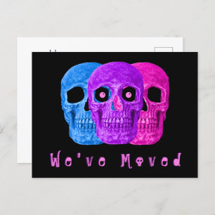 Funny Skull Heads New Home Googly Eyes Moving Announcement Postcard