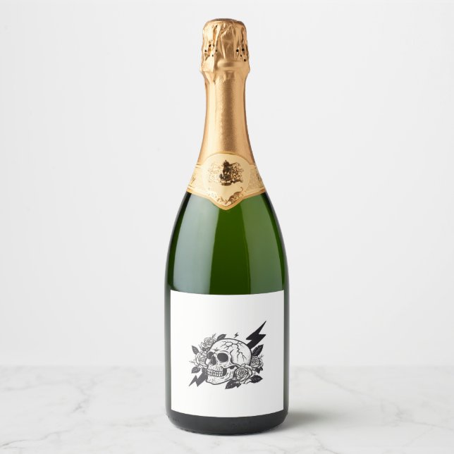 Funny Skull Lover Sparkling Wine Label (Front)